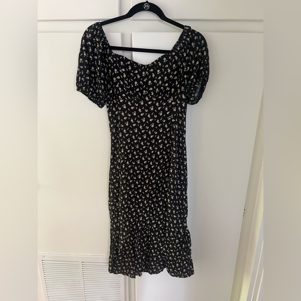 Black Floral Midi Dress